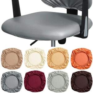 Office Chair Cover PU Leather Waterproof Elastic Chair Seat Cover Dirt Resistant Dining Chair Cover