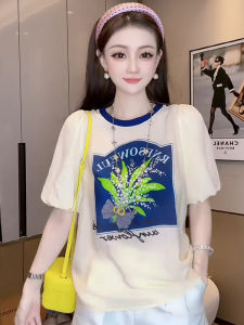 Summer Ultra Beautiful Gentle New Korean Version High Quality Printed Thin Loose Short Sleeve T-Shirt Comfortable Commute Style