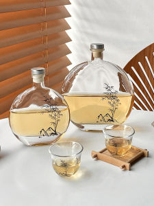 Creative Bamboo Cold Brew Glass Sealed Bottle with Lid Tea Cup Set Sweet Fruit Wine Bottle Kitchen Storage Container for Home Use