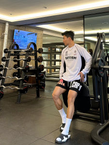 Satjdm American Wear Patchwork Contrast Color Raglan Sleeve Long Sleeve Training Clothes T-shirt Fitness Running Sports Student 2024