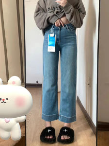 กางเกงยีนส์ทรงตรงเอวสูงสำหรับผู้หญิงไซส์ใหญ่ กางเกงขายาวทรงขากว้าง 9 ส่วน ทรงสลิมฟิต ทรงเข้ารูป ทรงหลวม สไตล์ลำลอง