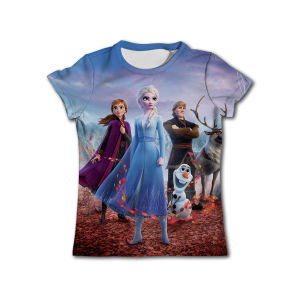 2025 ฤดูร้อนใหม่การ์ตูนดิสนีย์ภาพยนตร์แช่แข็ง Elsa 3d พิมพ์เสื้อยืดเด็กผู้หญิงเสื้อผ้าเด็ก T เสื้อเด็กแขนสั้น