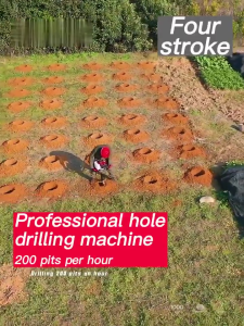 REAIM Gasoline Earth Auger Drill Machine 2 Stroke 4HP 52cc 68cc Post Hole Digger with Free Drill Bits 100mm 150mm 200mm