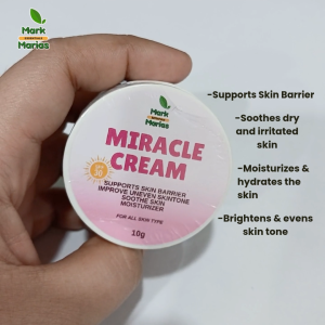 Mark and Marias Miracle Cream 10g Moisturizing Hydrating Daily Facial Cream Brightening Face Cream with SPF 30- for All Skin Types Helps Improve Uneven Skin Tone Supports Skin Barrier Nourishes Softens Skin Lightweight Non-Greasy Formula for Everyday Use