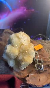 Trứng Đá Thạch Anh vàng tự nhiên tán sắc năng lượng vũ trụ tặng đế 635