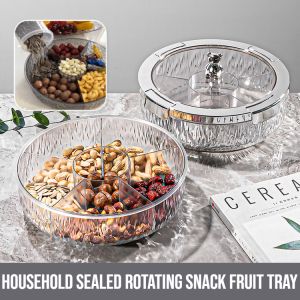 Household Sealed Rotating Snack Fruit Tray Minimalistic Transparent Sorting Storage Box Rugged Waterproof And Moisture-Proof