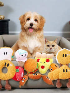 Interactive Plush Dog Toy Sound Maker Chew Proof Teeth Grinding Stick Cat Dog Puppy Kitten Soothing Toy Natural Sound Trigger