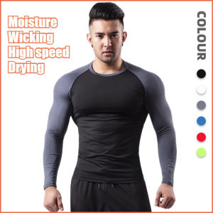 High-Elastic Mens Workout Shirt Quick-Dry Sports Tee Running Gym Tops with Muscle Support Basketball Clothing ﻿