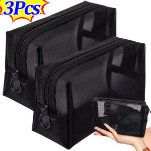 3/5Pcs Large Mesh Makeup Bags / Cosmetic Bag Organizer Rectangle / Toiletry Storage Bags for Travel