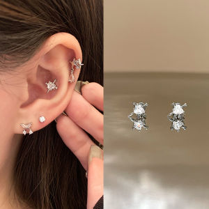 ต่างหูเงินไททาเนียมร้าน Ringring ต่างหูชายโครงไททาเนียมผสมสำหรับผู้ชาย ต่างหูหูต่ำ หูตั้ง หูตกแต่ง