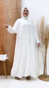 Gamis Putih Jumbo Ld 130 Cm Dan Ld 145 Cm Model Polos Kekinian