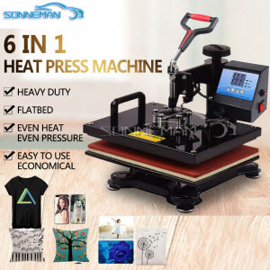 [1 Year Warranty] 6 in1 Multifunction Heat Press Machine mini printer for T-Shirt / Mug / Plate / Cap printer for small business