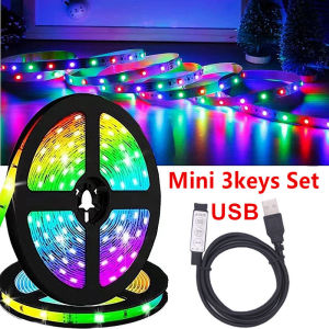Angelila Dải Đèn LED RGB Với Bộ Điều Khiển 3 Phím Dải Led Linh Hoạt 5050 USB 5V Đèn LED Thông Minh Tự Làm Thích Hợp Cho Phòng Bếp Trang Trí Tiệc Quà Tặng Ngày Lễ