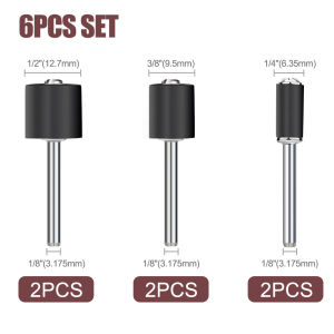 6pcs Drum Rubber Mandrel 3.175mm Shank Rod 1/2 3/8 1/4 Inch Rubber Mandrel for Dremel Accessories Rotary Tool