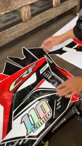 Decal CRF 150 Stiker Motor Honda fullbody Custom Merah Hitam Kombinasi Hologram