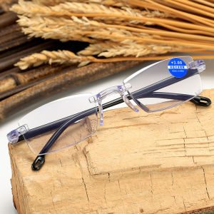 🔥Cozyrooms👍Reading Glasses Blue Light Blocking Presbyopia Comfortable Simple Fashion Rimless Cut Edge Presbyopia Glasses