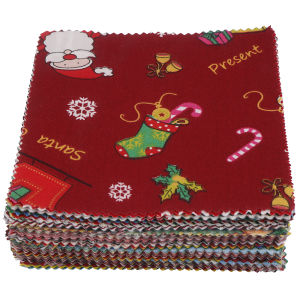 Random Christmas SetPrinted Cotton Twill Fabric PatchworkSquare Shape Cloth Bundle For DIY Handmade Sewing&Quilting Material