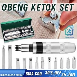 Obeng Ketok Set 13pcs Obeng Getok Putar Set Impact Driver S2 Drill Bit Bahan Non-Karat Impact Screwdriver Set Box Besi Vessel