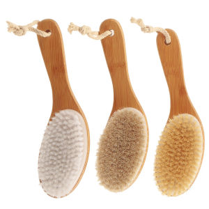 Bamboo Handle Hog Bristle & Nylon Bathtub Brush Wet & Dry