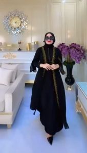 Gamis Abaya Terbaru: Pilihan Baju Muslim Wanita Bordir Mote & Abaya Model PAYET Ai 01