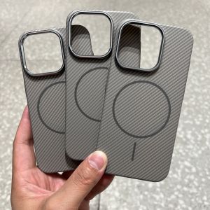 Ultra-Thin Carbon Fiber Phone Case for iPhone 16 pro Full Coverage Protection Magnetic Absorption Compatible with Magsafe