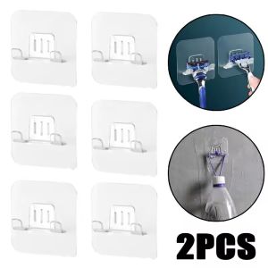 ที่จับมีดโกนแบบไม่มีหมัด2ชิ้นที่โกนหนวดสำหรับผู้ชายที่โกนหนวดขายึดเก็บตะขอแขวนผนังชั้นวางของในห้องน้ำอุปกรณ์เสริมในห้องน้ำ