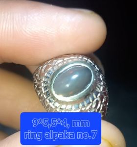 natural kalimaya banten black opal tdk tembus senter dimensi 9×55×4mm dgn ring alpaka no7..gosokan mulus no krak