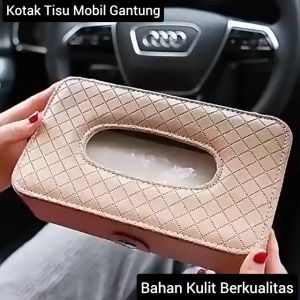 Kotak Tisu Mobil Gantung Jepit Tempat Tissu Car Organizer Bahan Kulit Berkualitas HM074
