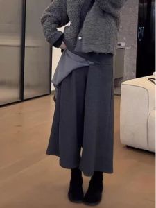 Quần Ống Rộng Cạp Cao Thường Ngày Bằng Vải Len Đa Năng Cho Phụ Nữ Ngoại Cỡ Mùa Thu 2025 Quần Ống Rộng Thoải Mái