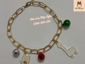 Vòng cổ xích hợp kim siêu xinh cho chó mèo - Phối 2 charm 3 chuông