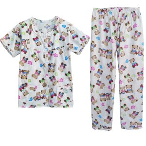Pure Cotton Pajama Set Summer Grid