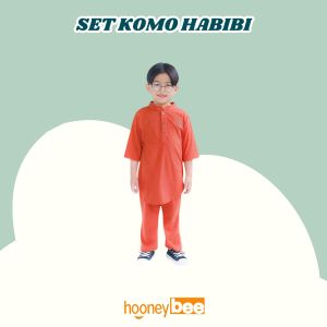 Setelan Koko Anak Habibi Junior Hooneybee Warna Coklat Tua Size 2-10 Th
