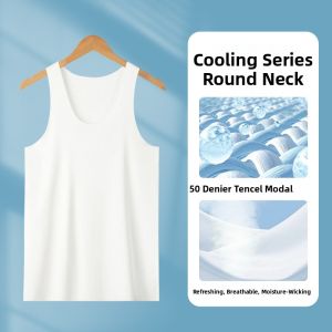 miiow | Mens Modal Ice Sensation Vest Seamless Summer Thin Sport Fitness Crossbar Running Base Shirt Inner Wear Simple Style T-Shirt