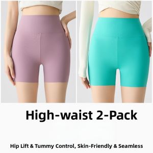 miiow | Slimming High-Waisted Ice Silk Yoga Riding Pants Three-Quarter Length Shark Skin Tightening Tummy Control Casual High Waist