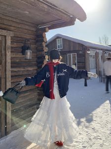 Spring Early Long Lace Splice Mesh Cake Skirt Elastic Waist Versatile Maxi Half-length Skirts Womens plus Size Fashionable Gown