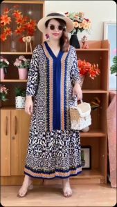 เดรส เดรสสไตล์โบฮีเมี่ยน เดรสยาว  เดรสสาวอวบ ฟรีไซด์อก32-48 ยาว 48 นิ้ว ด้านหน้าผ่าด้านล่าง เซกซี่เบาๆ มีเชือกผูกปรับได้ ส่งจากไทย