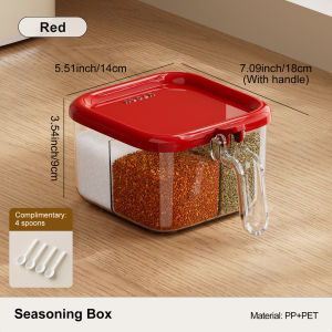 UFORU Airtight Divided Spice Box Large Capacity Independent Spoon Slots Practical Condiment Organizer for Kitchen Pantry