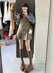 2025 New College Style Korean Drama Main Character Shirt Set Dress Short Skirt Small Size Womens Summer Fashion Dress