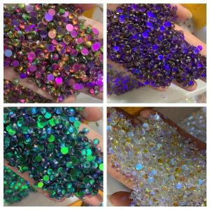 Aurora // สีเขียวเรืองแสงเรืองแสงผสม SS6-SS30ที่ไม่มีฮอตฟิดนีออนพลอยเทียมการตกแต่งศิลปะเล็บไฟฟ้าเรืองแสง