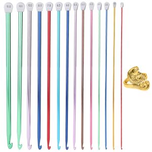 เส้นด้ายทอเข็มเย็บมือตะขอถักโครเชต์กับห่วงถักเครื่องมืองานฝีมือทำมือสาน