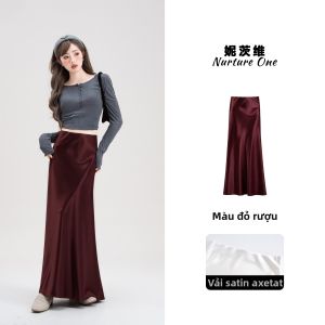 Nurture One | Chân váy dài chữ A đuôi cá Satin cao cấp