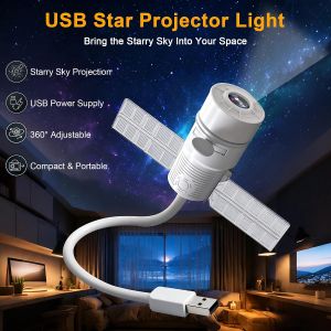 ZDSSY Galaxy Starry Sky Night Light Projector 2-in-1 Portable 360° Adjustable Brightness Control Eye‑Caring LED USB Night Light for Kids Adults Bedroom Home Ceiling Car Decor Gift