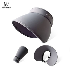 LouisWill Women Sun Cap Foldable Empty Top Hat Casual Sun Hats Portable Beach Cap Large Brim Cap Sun Protection Cap UV Protection Hats With Windproof Rope for Outdoor Travel