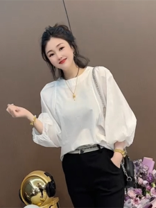 Elegant Back Zipper Long Sleeve Shirt Womens Fashion Simple Luxury French Style Autumn New Arrival Breathable Comfortable Skin-Friendly