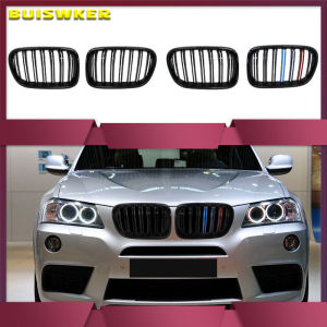 For BMW X3 F25 2010 2011 2012 2013 Glossy Black Front Hood Kidney Grille Grill ABS Dual Line Compatible Body kit