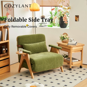 Cozylant Corona Fodable Sofa/Sofa Bed for Living Room / White Grey / Lazy Sofa for Study Room / Pet Friendly Fabric Multifunctional 1 Seater Sofa