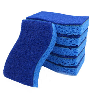 [Local Seller] Wood Pulp Cotton Dishwashing Clean Sponge Brush Scouring pads remove oily natural pure wood Easy Wash