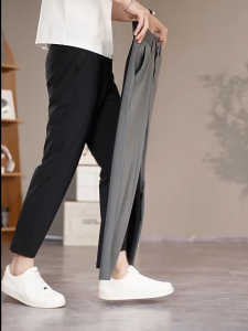 Ice Silk Trouser for Men Black Slacks for Men Korean Pants Formal Pants for Men Straight Full Length Pants