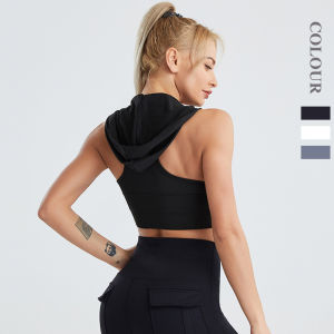Womens Yoga Fitness Sports Bra Top Quick Dry Hoodie Vest Breathable Moisture Wicking Running Exercise Gymnastics Outfit
