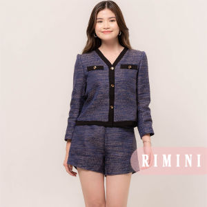 RIMINI - Setelan Tweed Cardigan Berlengan Panjang dan Celana Pendek Terbaru XS-XL- Monsel weed 525212-5225131